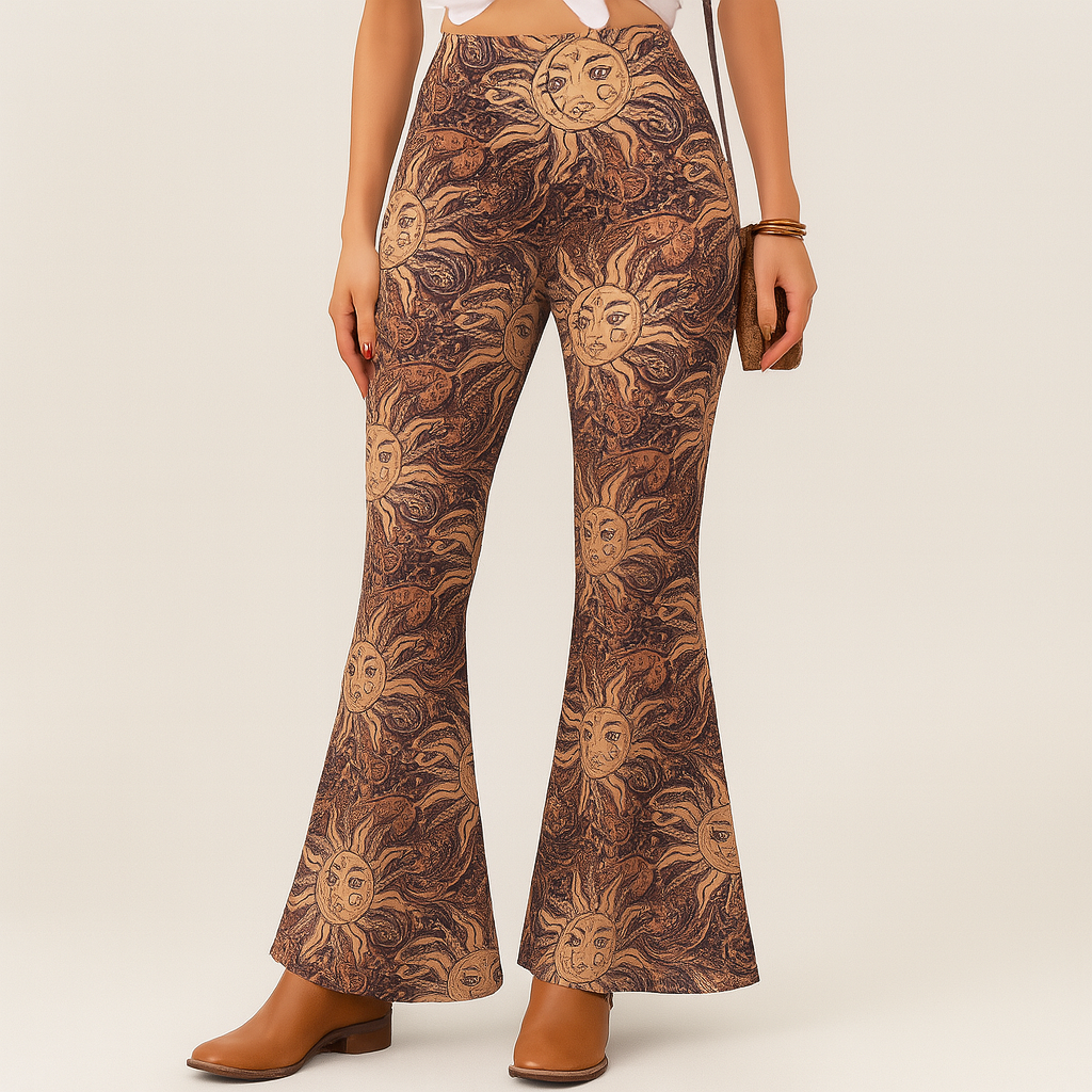 Chelsea – Boho-bukser med utsving for kvinner – Helt-over-trykk, slim fit