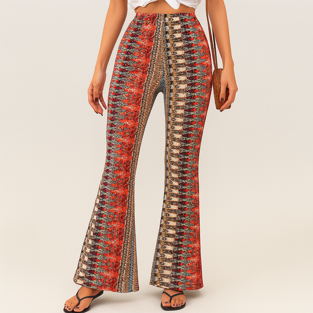 Chelsea – Boho-bukser med utsving for kvinner – Helt-over-trykk, slim fit