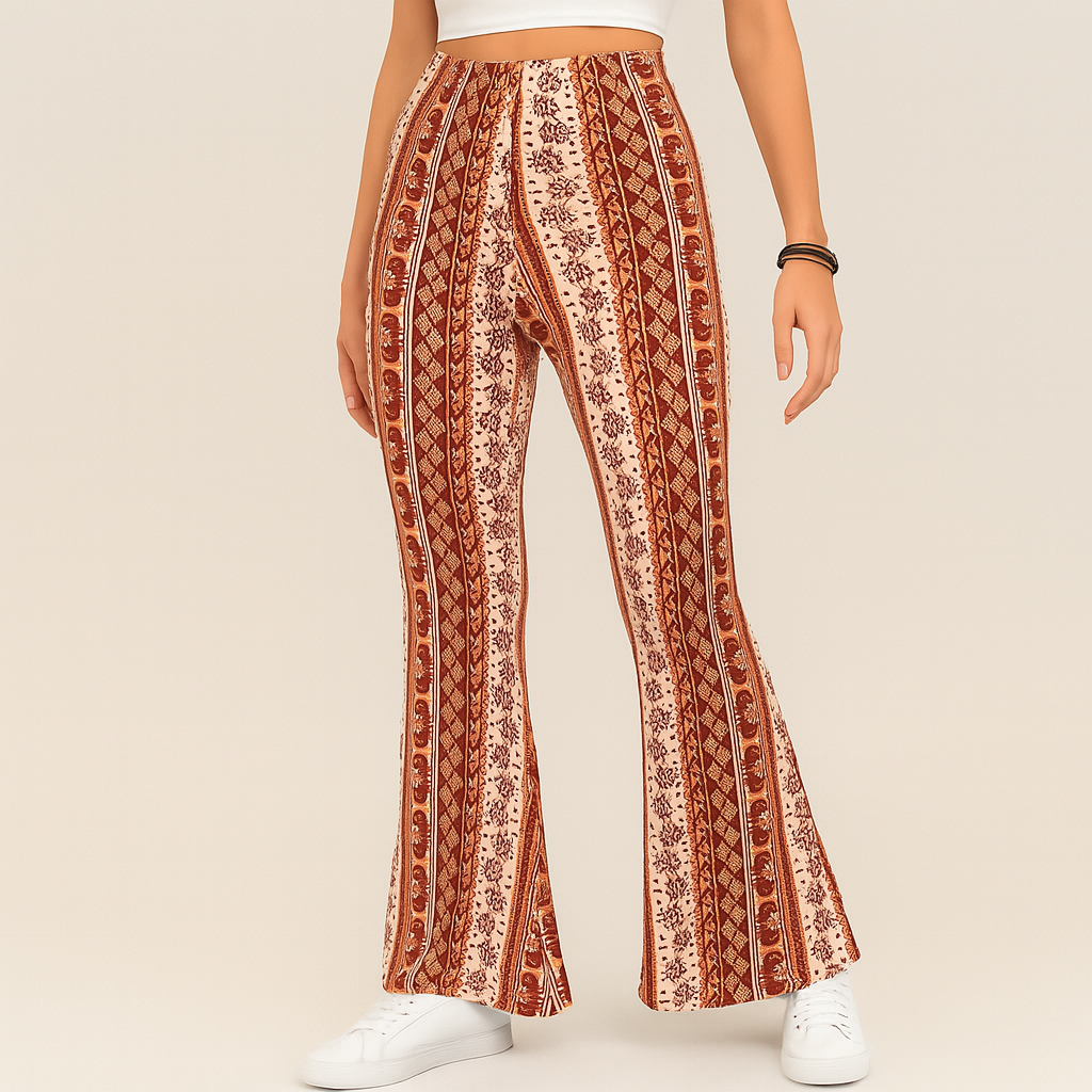 Chelsea – Boho-bukser med utsving for kvinner – Helt-over-trykk, slim fit