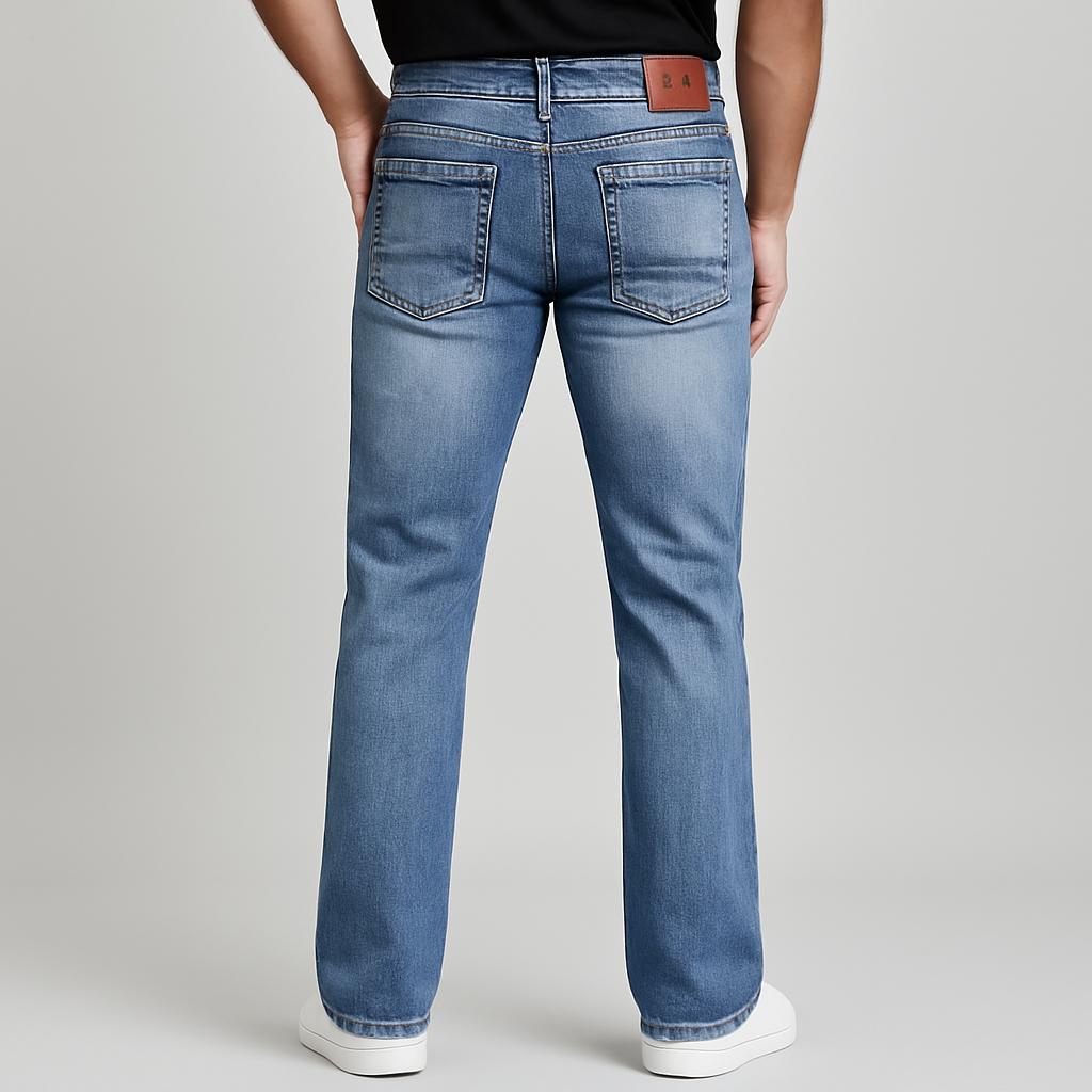 4Legend - Herreflarejeans med broderi – slank passform, stretchdenim, helår