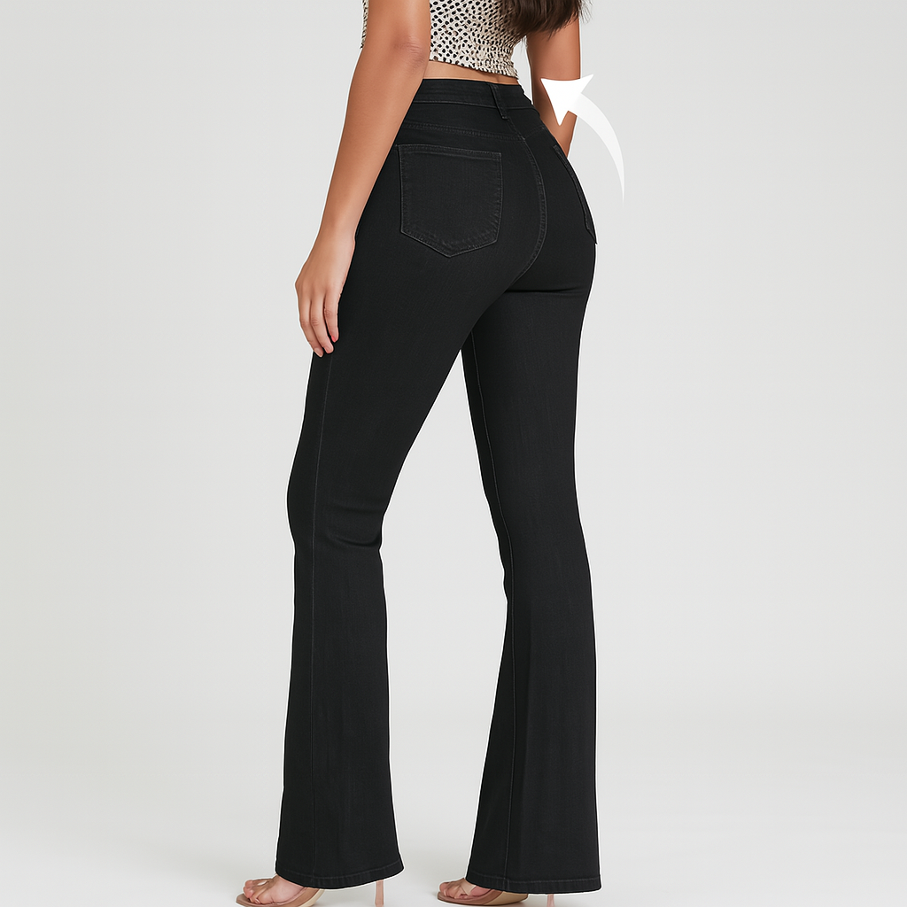 Bella – Elegante svarte slengjeans til dame – Høy stretch med høy midje