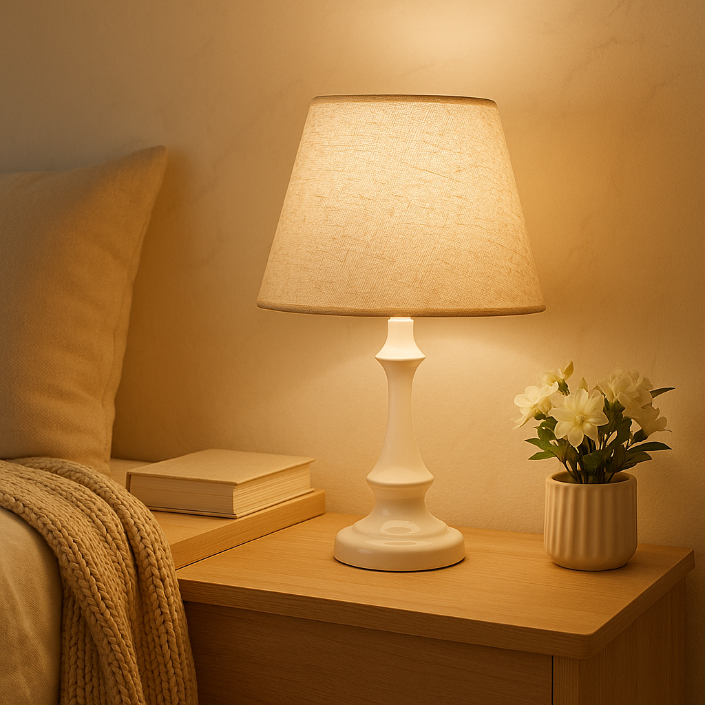 SoftGlow bordlampe med stoffskjerm - Moderne og minimalistisk skrivebordslampe