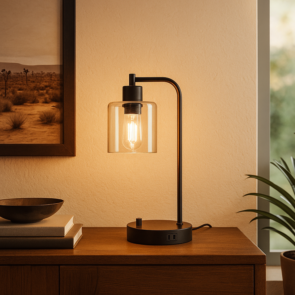ClarityCharge LED-skrivebordslampe – Moderne glasslampe