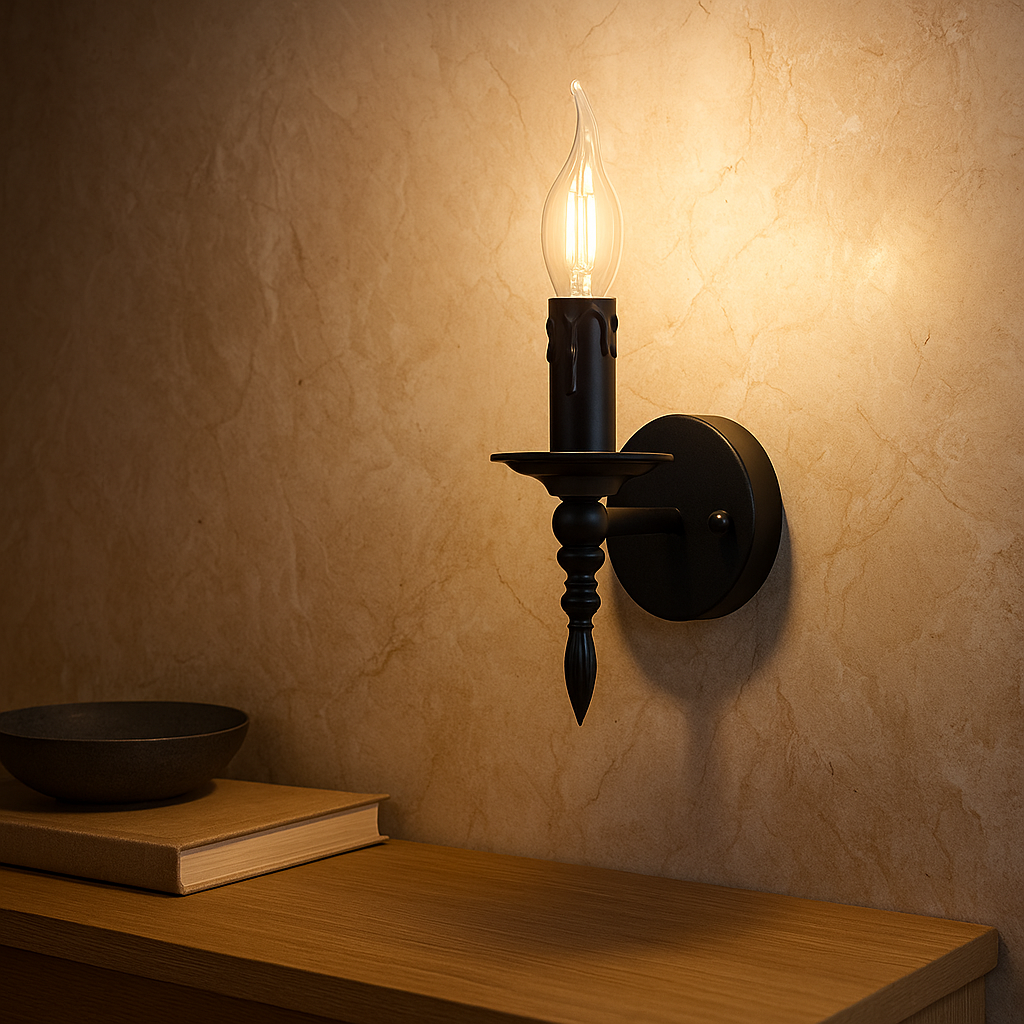 NoirCandle - Elegant mørkfarget vegglampe