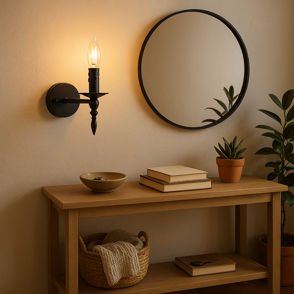 NoirCandle - Elegant mørkfarget vegglampe