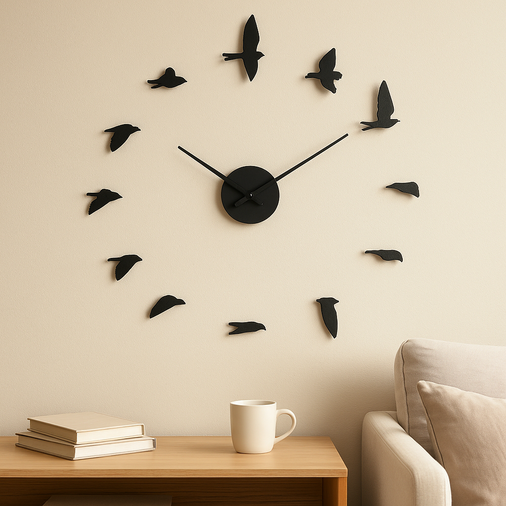 SkyFlight – Kunstnerisk klokke med fuglesilhuett