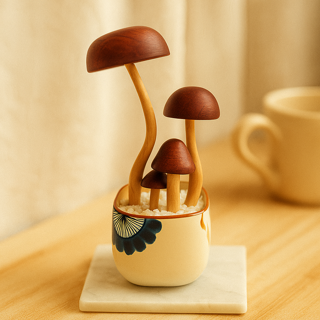 WhimsiShroom interiørdesign – Lekent sopparrangement