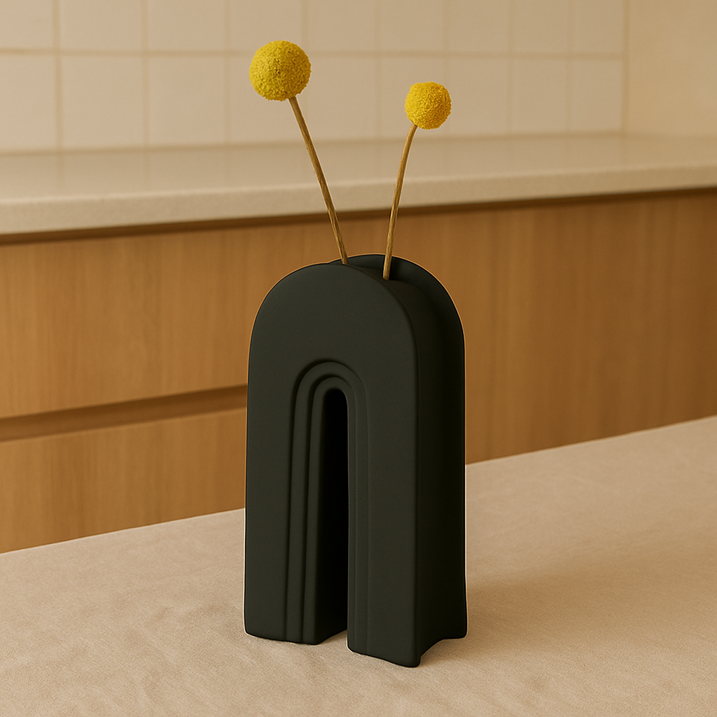 GeoSculpt håndlaget keramisk vase – moderne geometrisk design