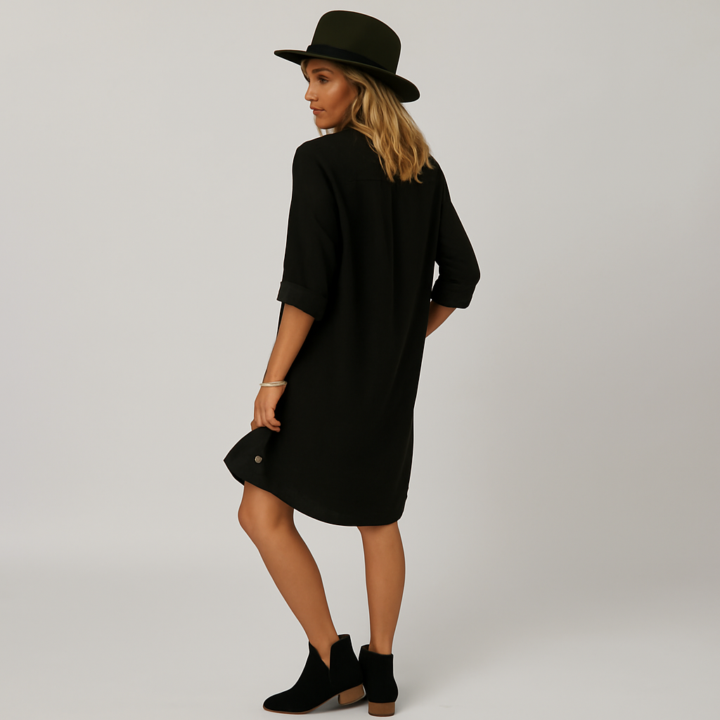 UrbanEase - Midi-skjortekjole med knapper