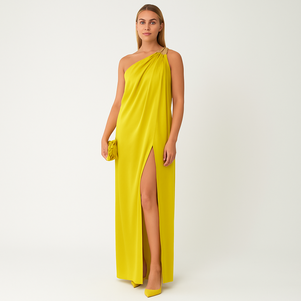 EleganceOne - Sofistikert asymmetrisk maxikjole med én skulder