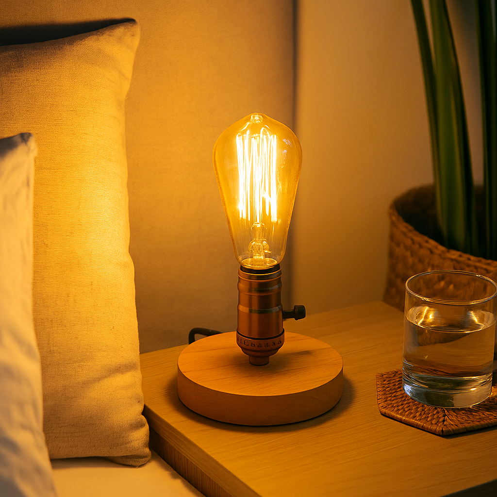 EdisonWood - Nattlampe med vintage sjarm