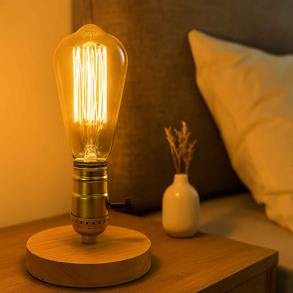 EdisonWood - Nattlampe med vintage sjarm