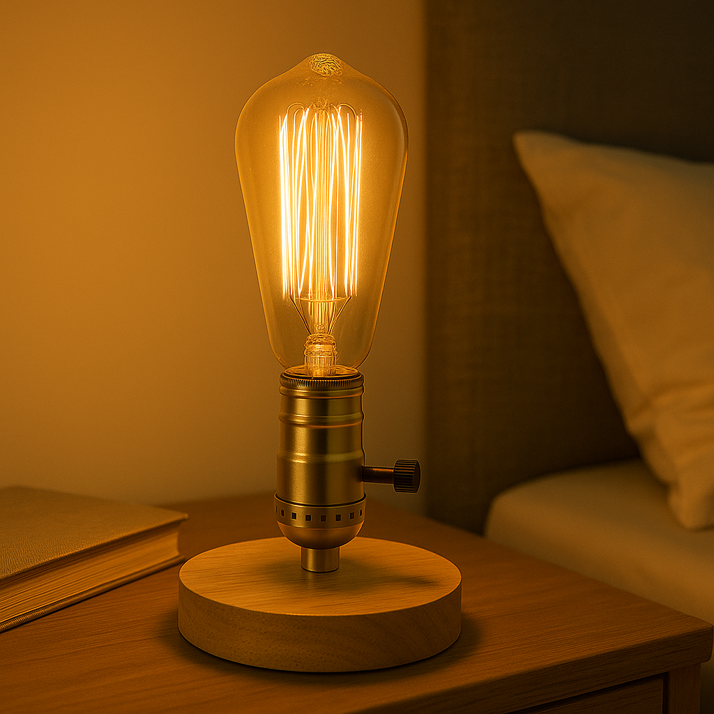 EdisonWood - Nattlampe med vintage sjarm