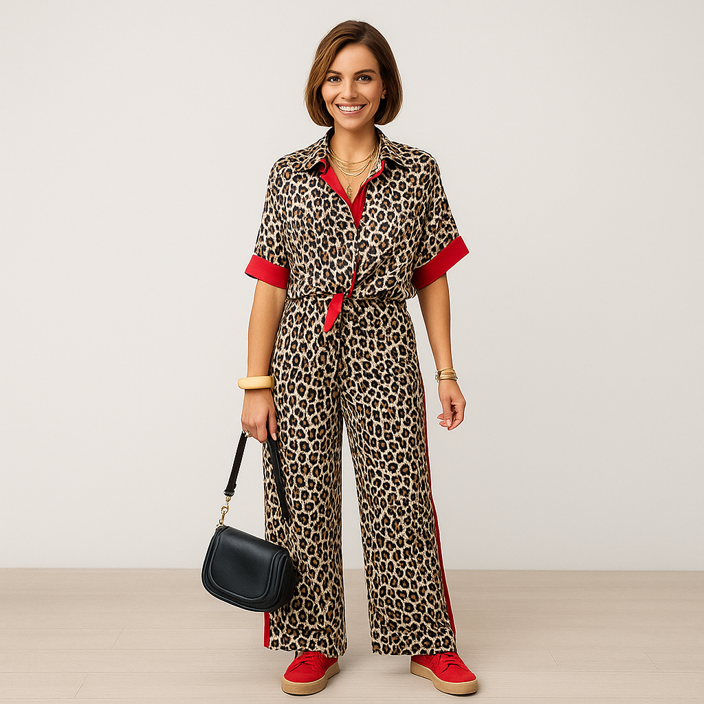 Klara Luxe Leopardprint todelt sett – Lett, avslappet passform