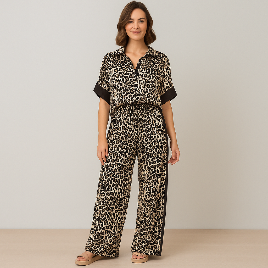 Klara Luxe Leopardprint todelt sett – Lett, avslappet passform