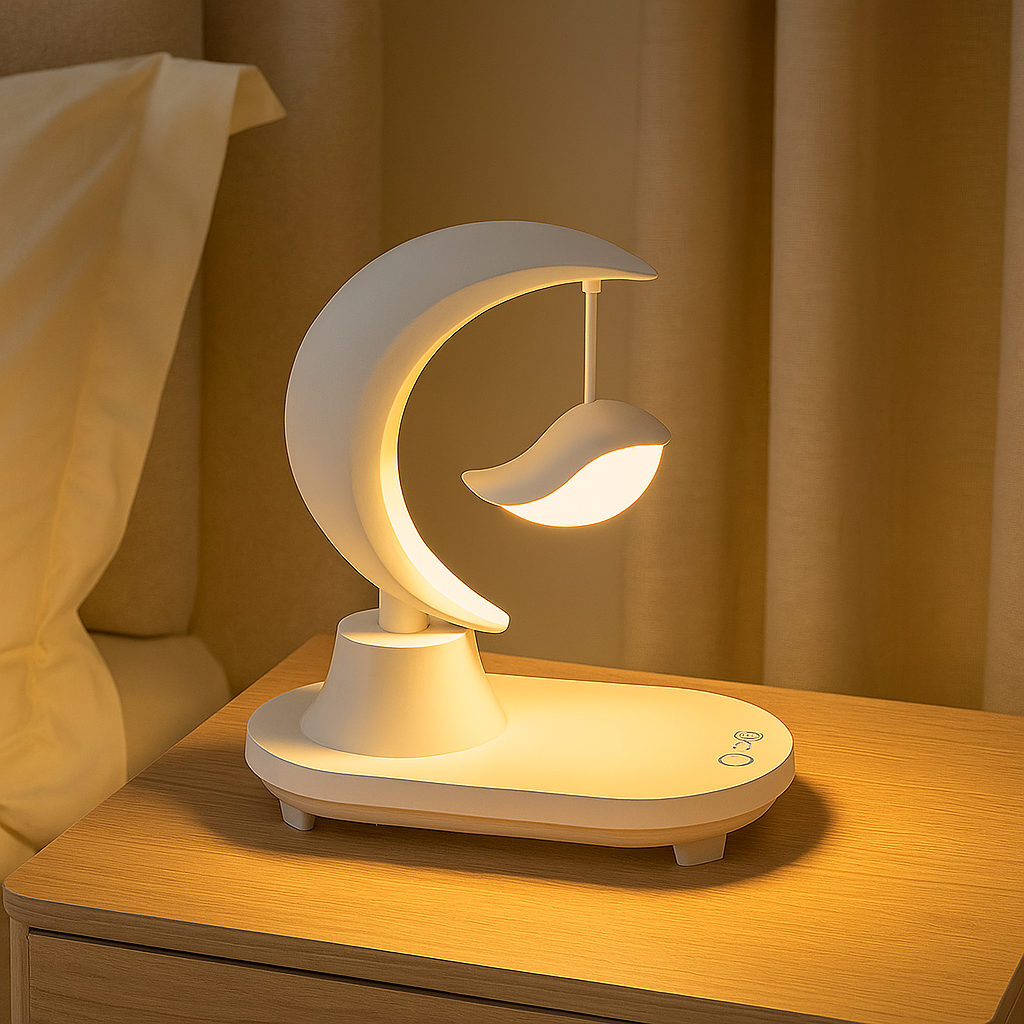 Moonsphere – Trådløs LED-lampe med Bluetooth-høyttaler og lader