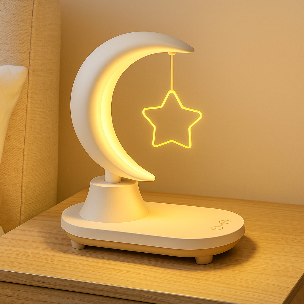 Moonsphere – Trådløs LED-lampe med Bluetooth-høyttaler og lader