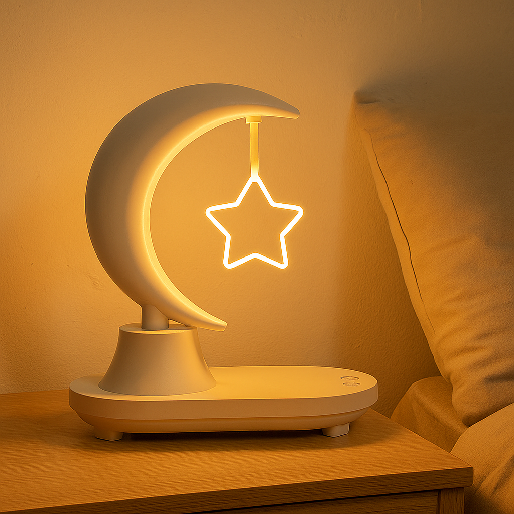 Moonsphere – Trådløs LED-lampe med Bluetooth-høyttaler og lader