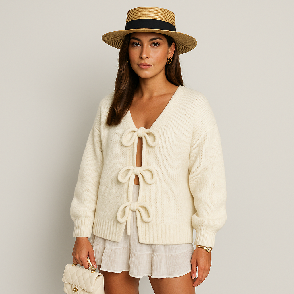 Shayne – Myk & Tidløs Cardigan i Hvit Strikk