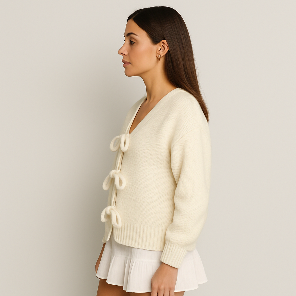 Shayne – Myk & Tidløs Cardigan i Hvit Strikk