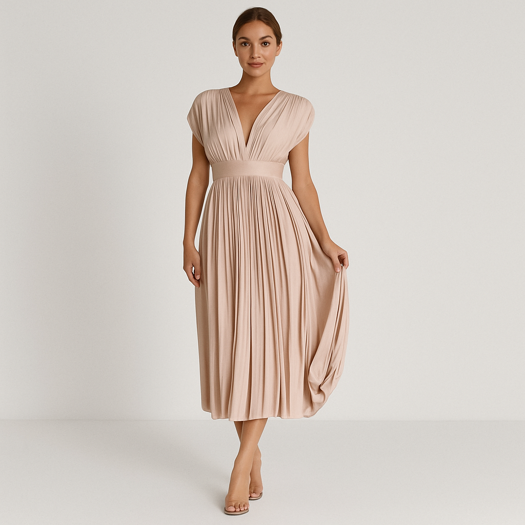 Serena - Elegant plissert maxikjole