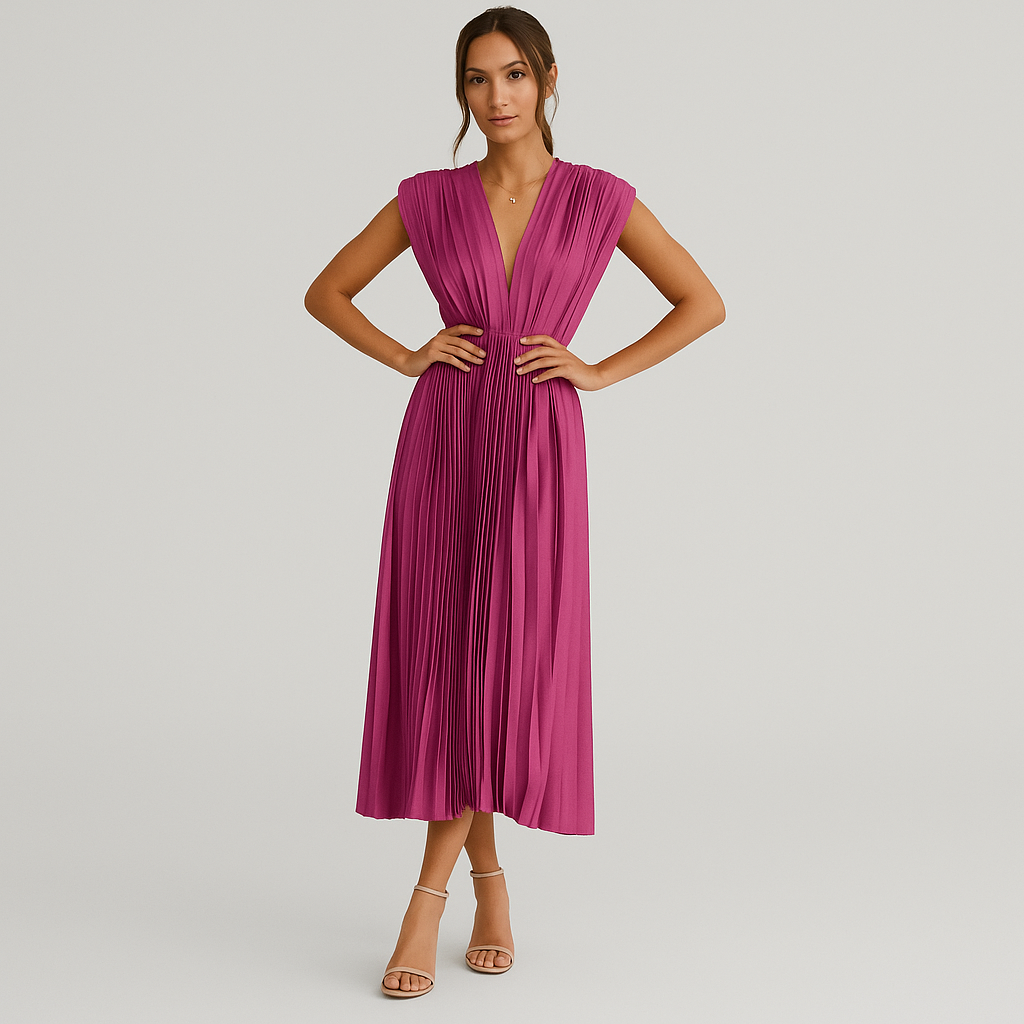 Serena - Elegant plissert maxikjole