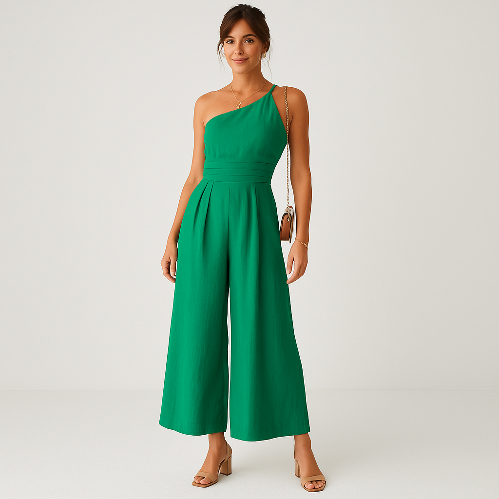 Maelis - Jumpsuit med vide ben og bare skuldre