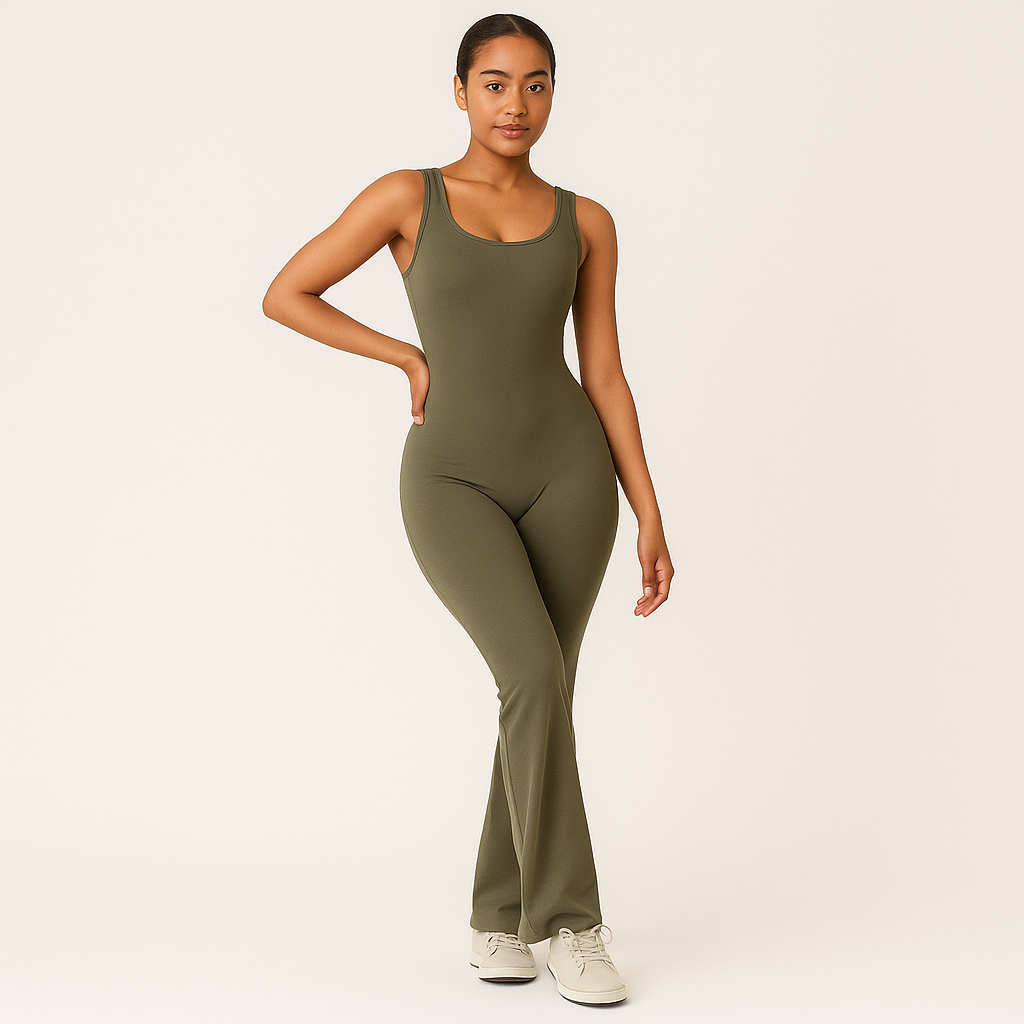 Mireille - Utsvingt jumpsuit med V-rygg