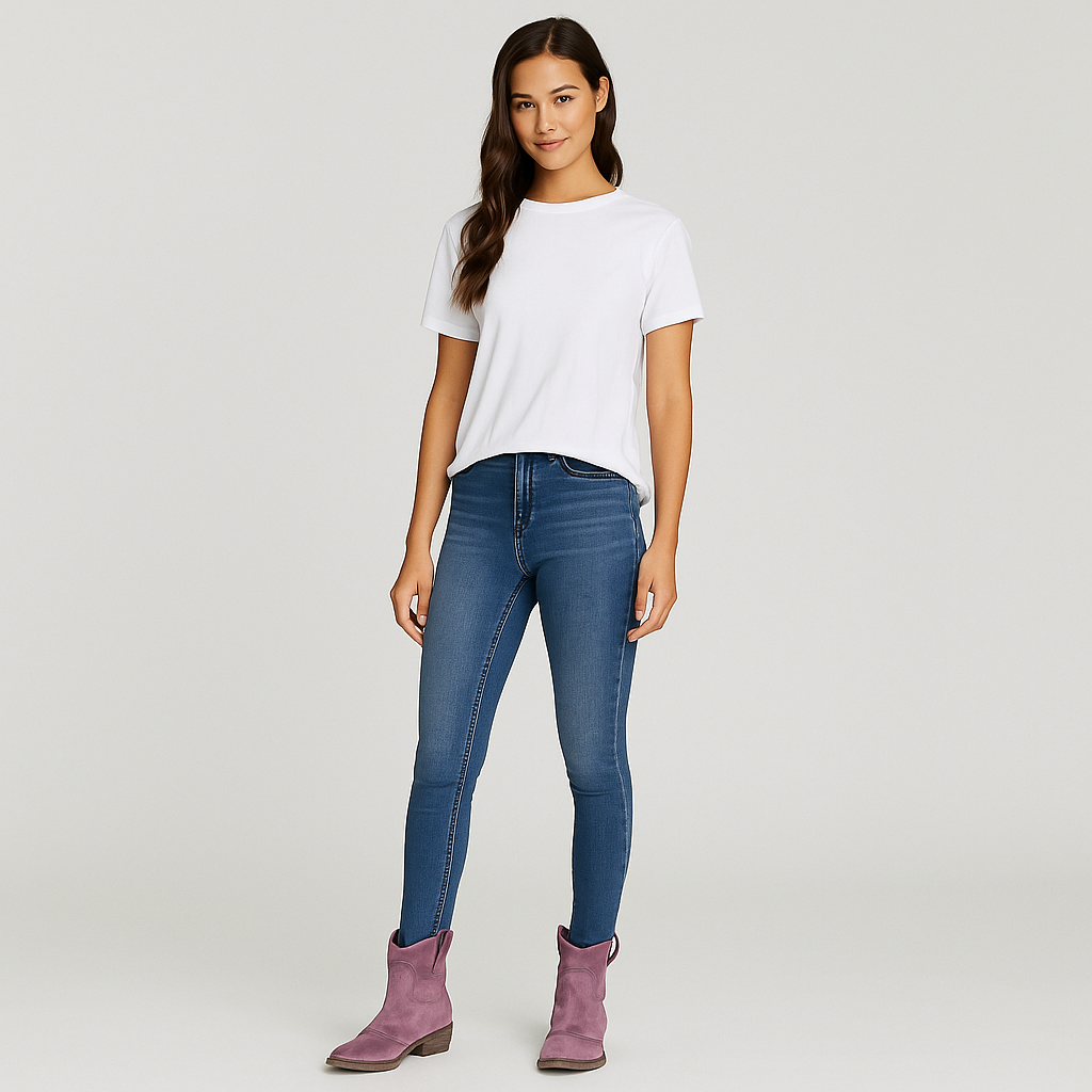 Rustler dame vintage westernstøvler – komfortabel cowgirl-stil til midt på leggen