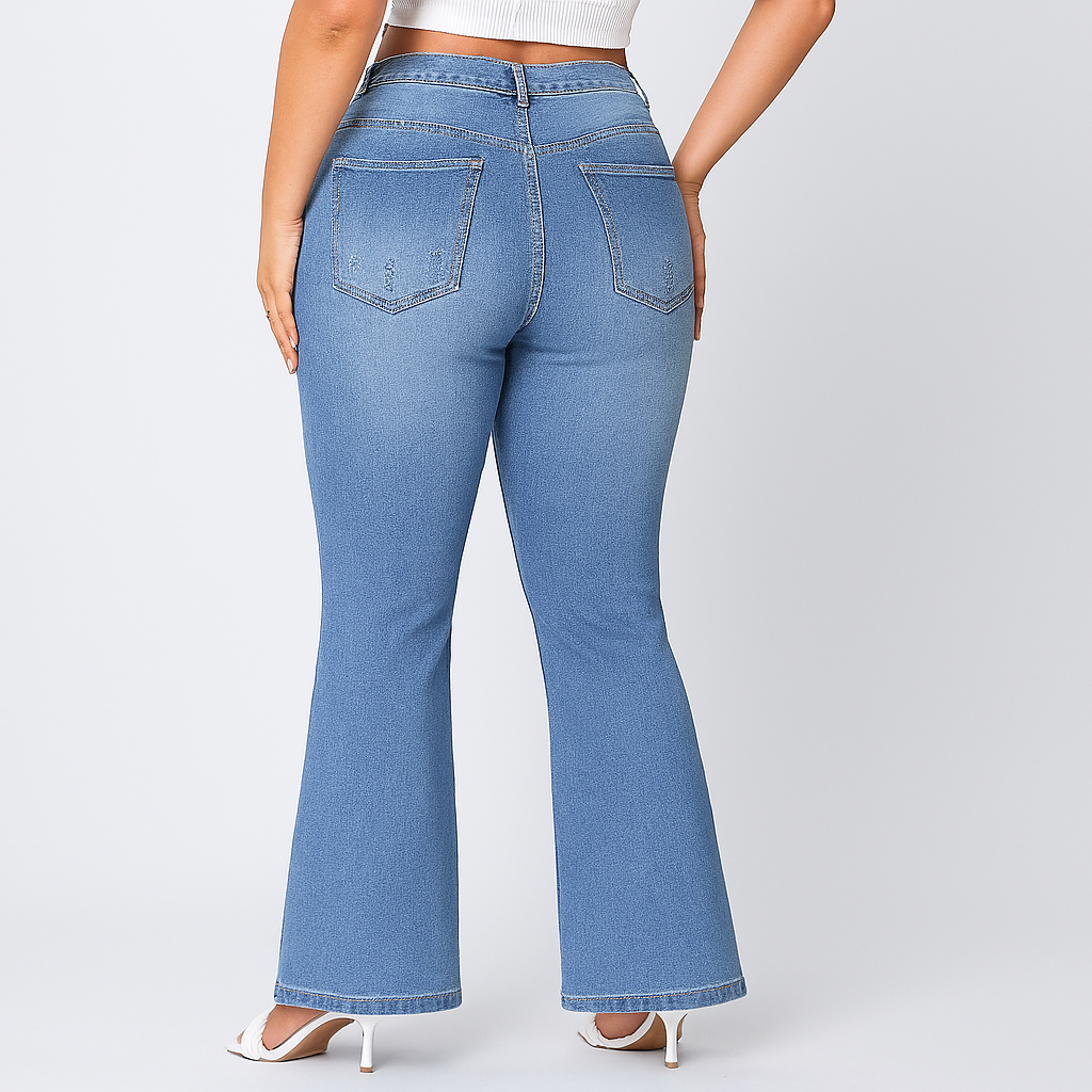 Marie – Damejeans med høy midje og utsving – Klassisk passform i stretchdenim