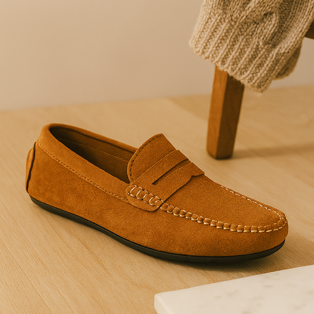 Milano herreloafers i skinn – klassiske tøfler med sklisikker såle