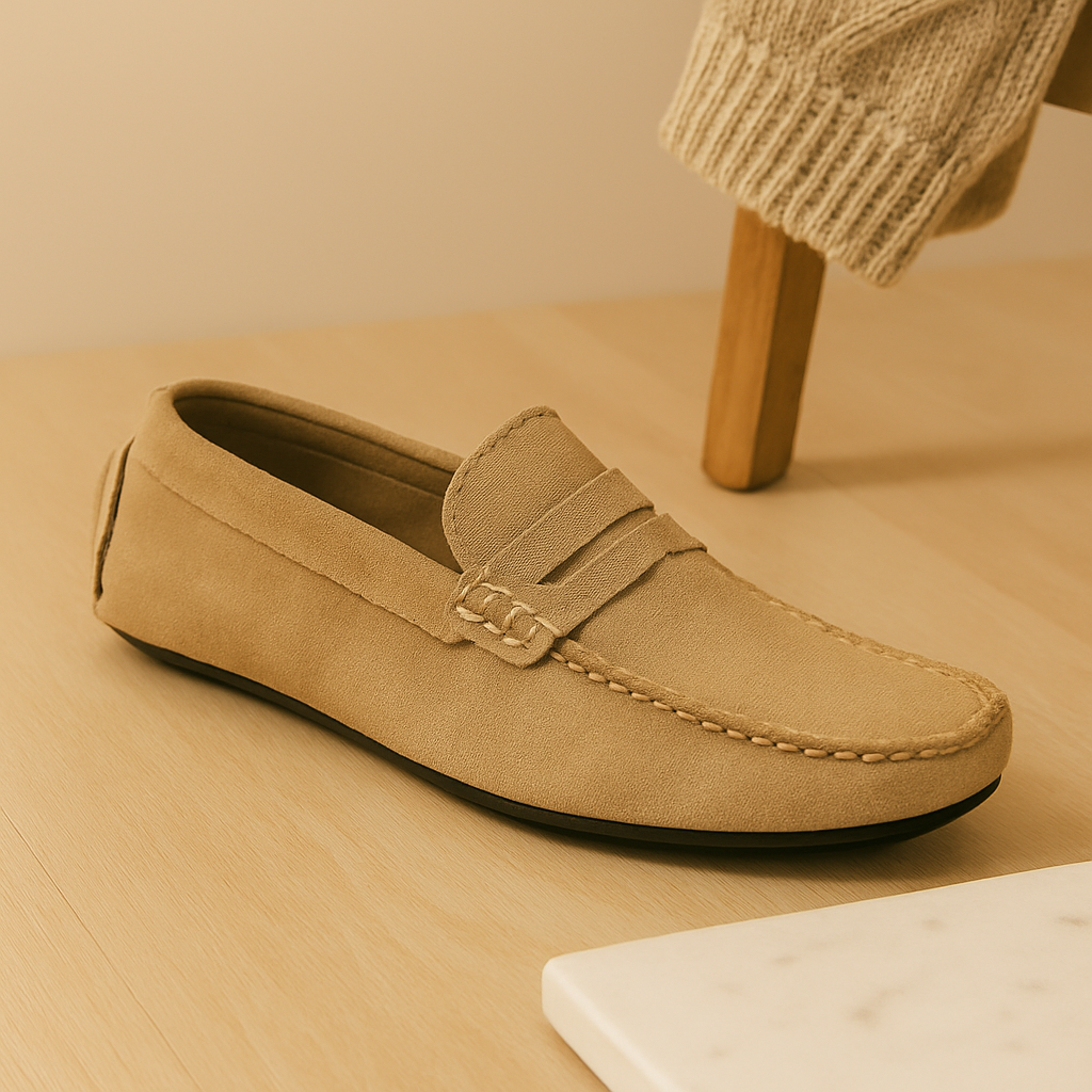 Milano herreloafers i skinn – klassiske tøfler med sklisikker såle
