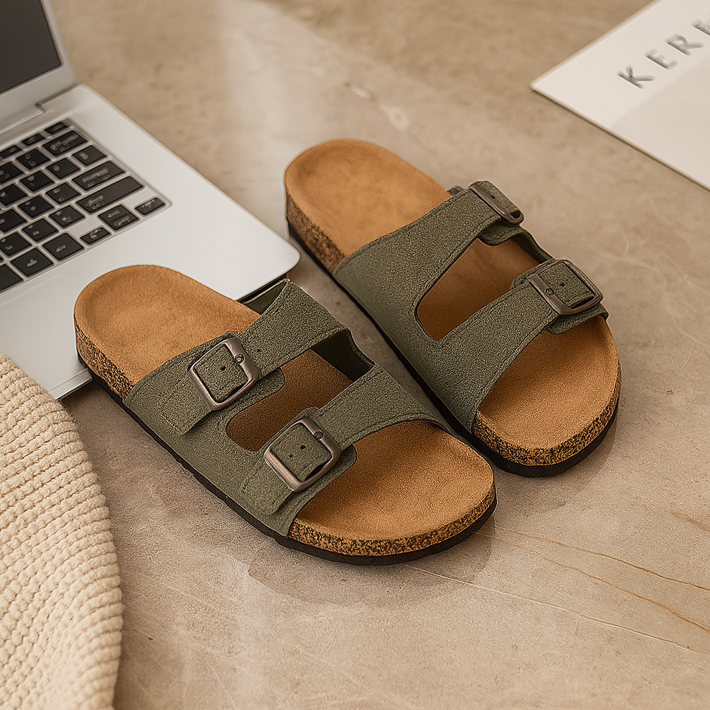 Herresandaler i retrostil – Justerbar dobbel spenne for avslappet komfort