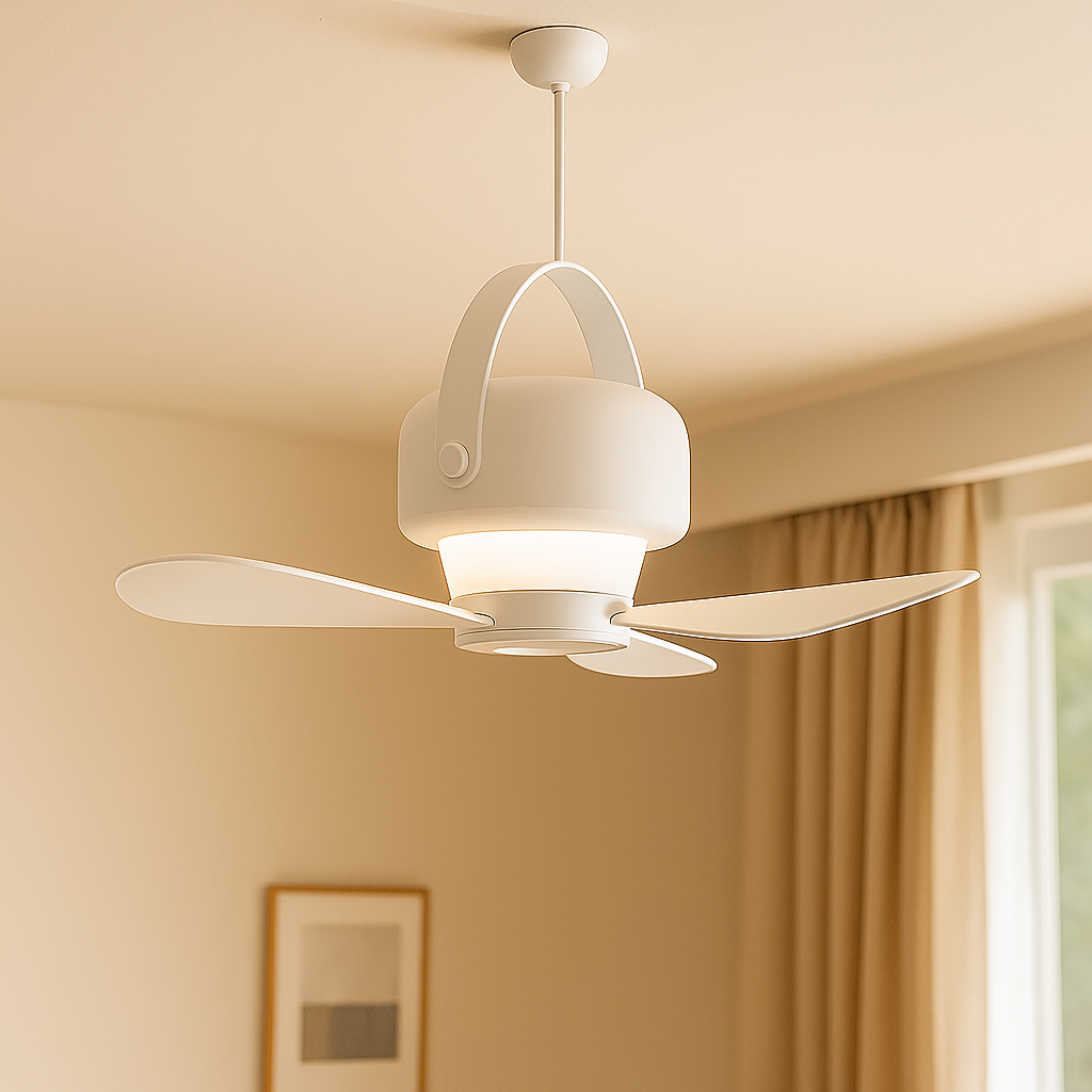 BreezeGlow – Bærbar takvifte med LED-lys og Bluetooth-høyttaler