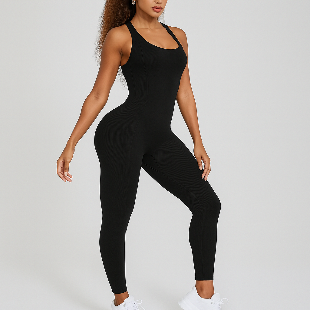 Vella – Yoga- og pilatesjumpsuit for kvinner med høy stretch og ryggløs design