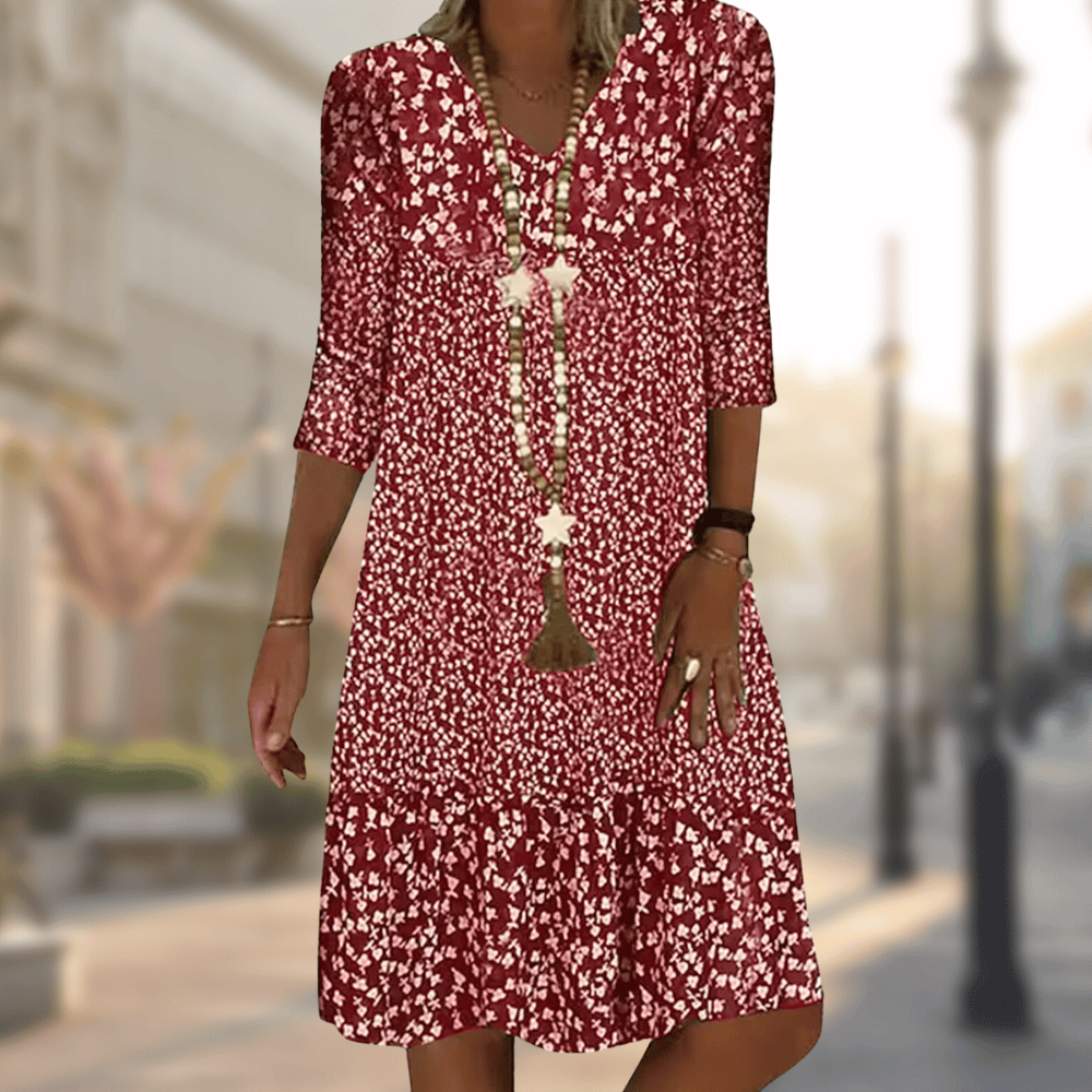 Katrina - Elegant Midi-kjole med V-hals