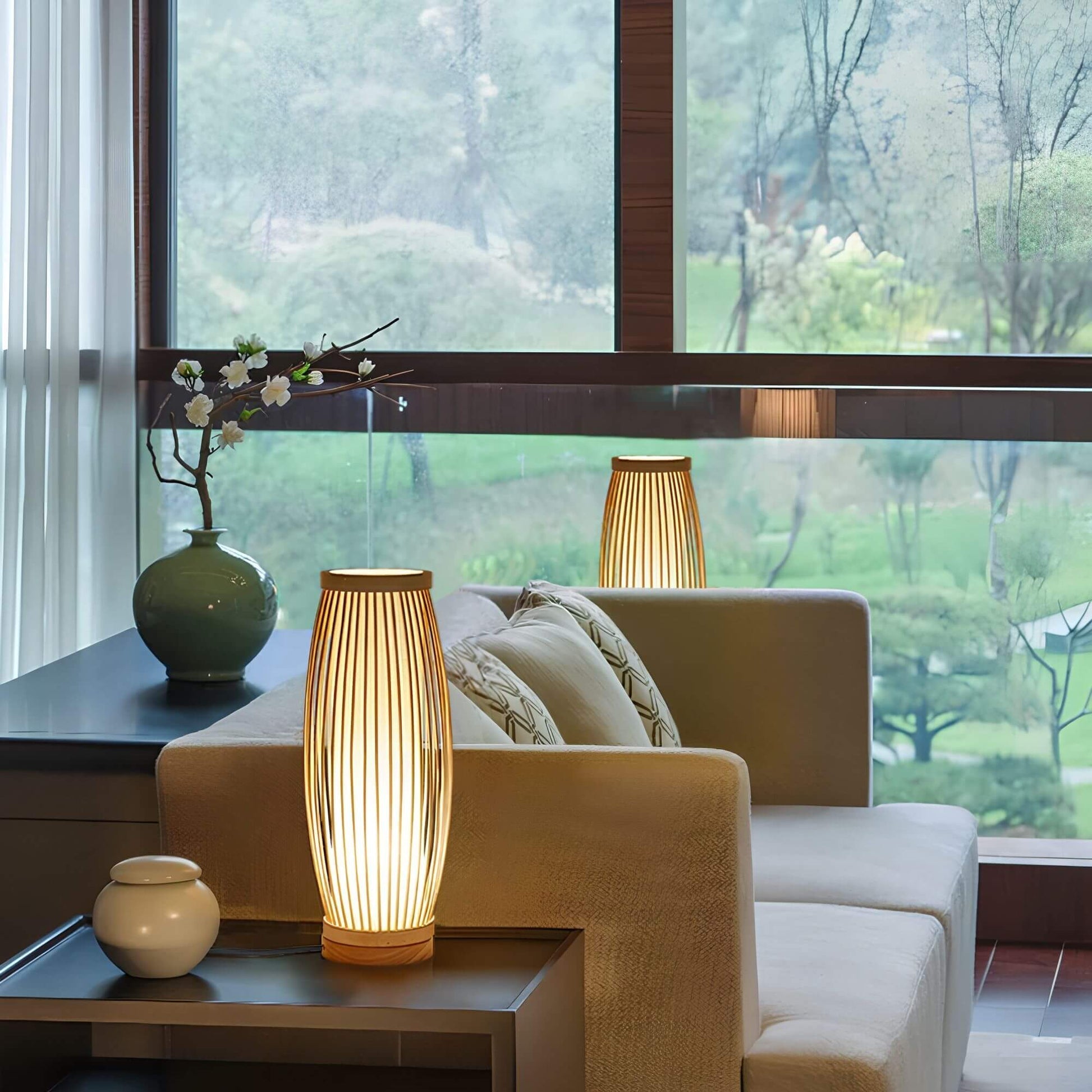 ZenGlow japansk-inspirert LED-bordlampe – Unik design med varm glød