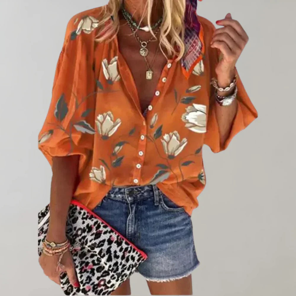 Selma Bluse med blomstertrykk