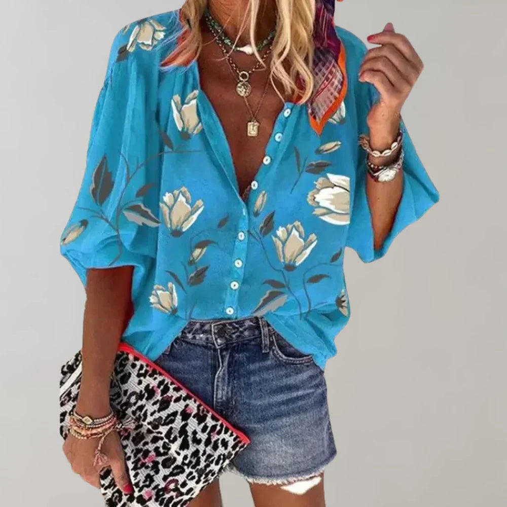 Selma Bluse med blomstertrykk