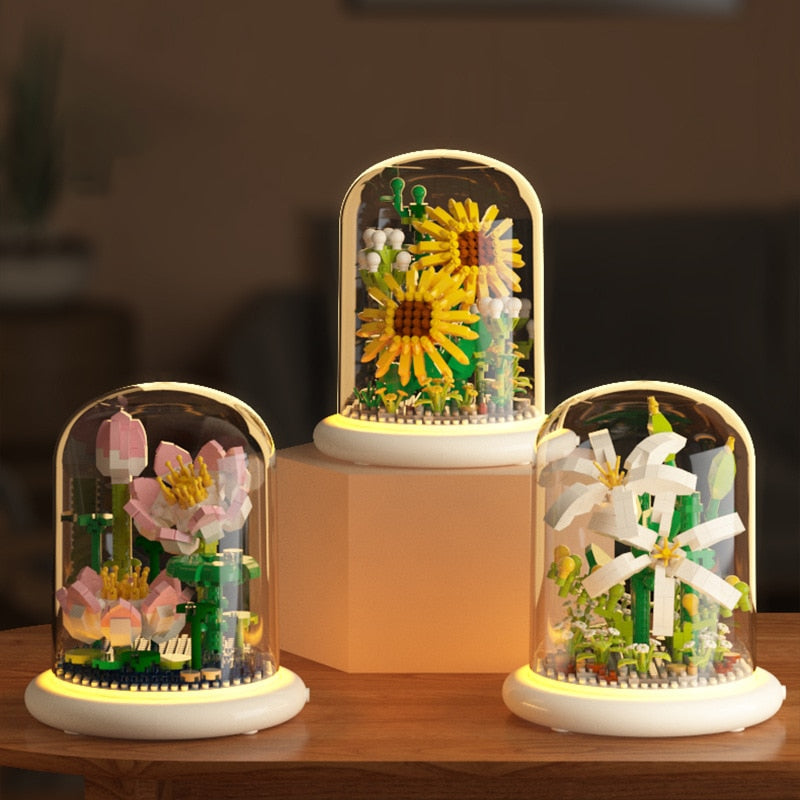 BloomGlow - LED-glasskuppellys med bevarte blomster