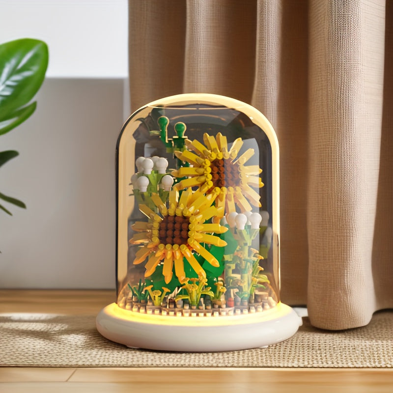 BloomGlow - LED-glasskuppellys med bevarte blomster