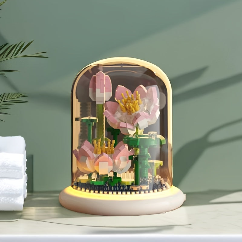 BloomGlow - LED-glasskuppellys med bevarte blomster