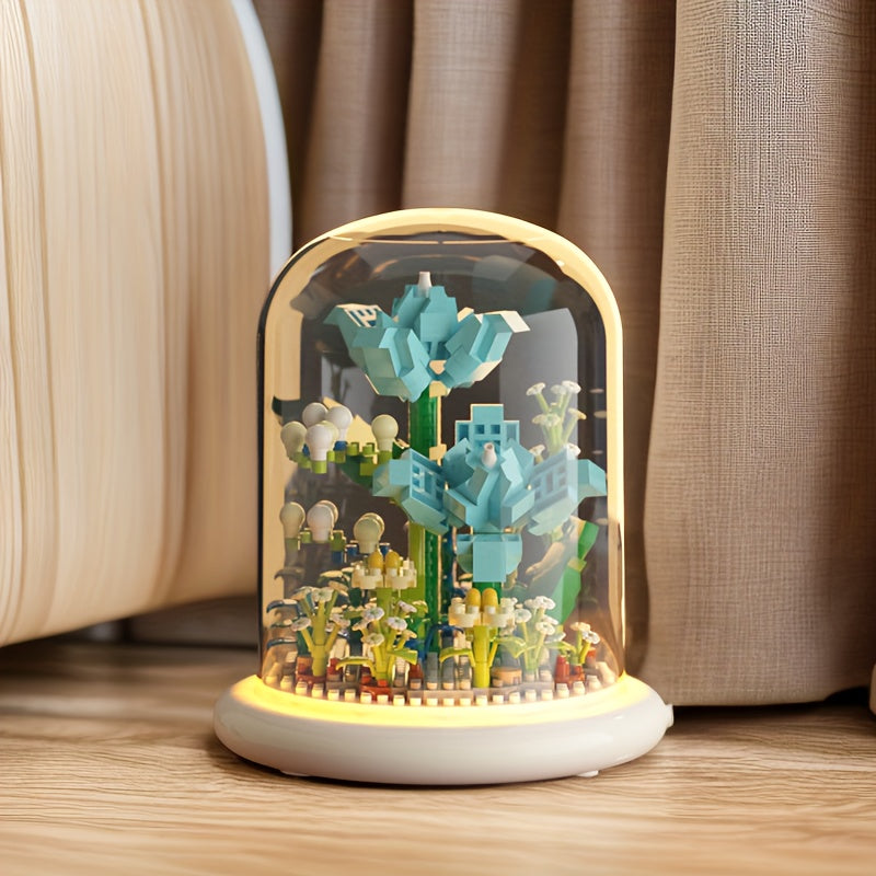 BloomGlow - LED-glasskuppellys med bevarte blomster