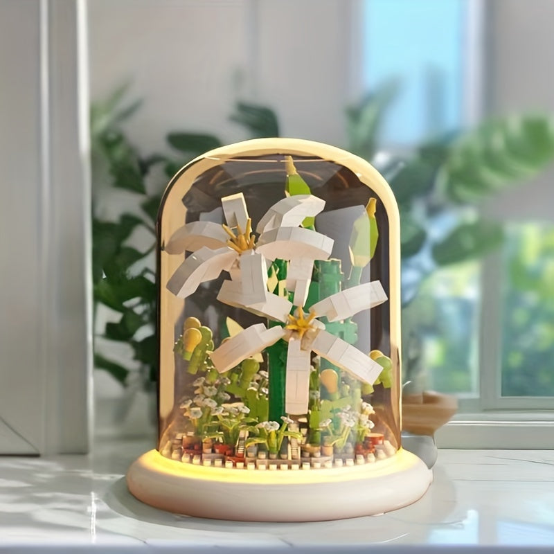 BloomGlow - LED-glasskuppellys med bevarte blomster