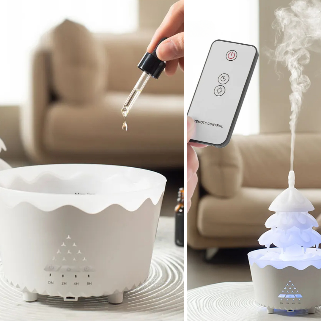 EverGlow - Festlig trediffusor Aromaterapi LED-lys og fjernkontroll