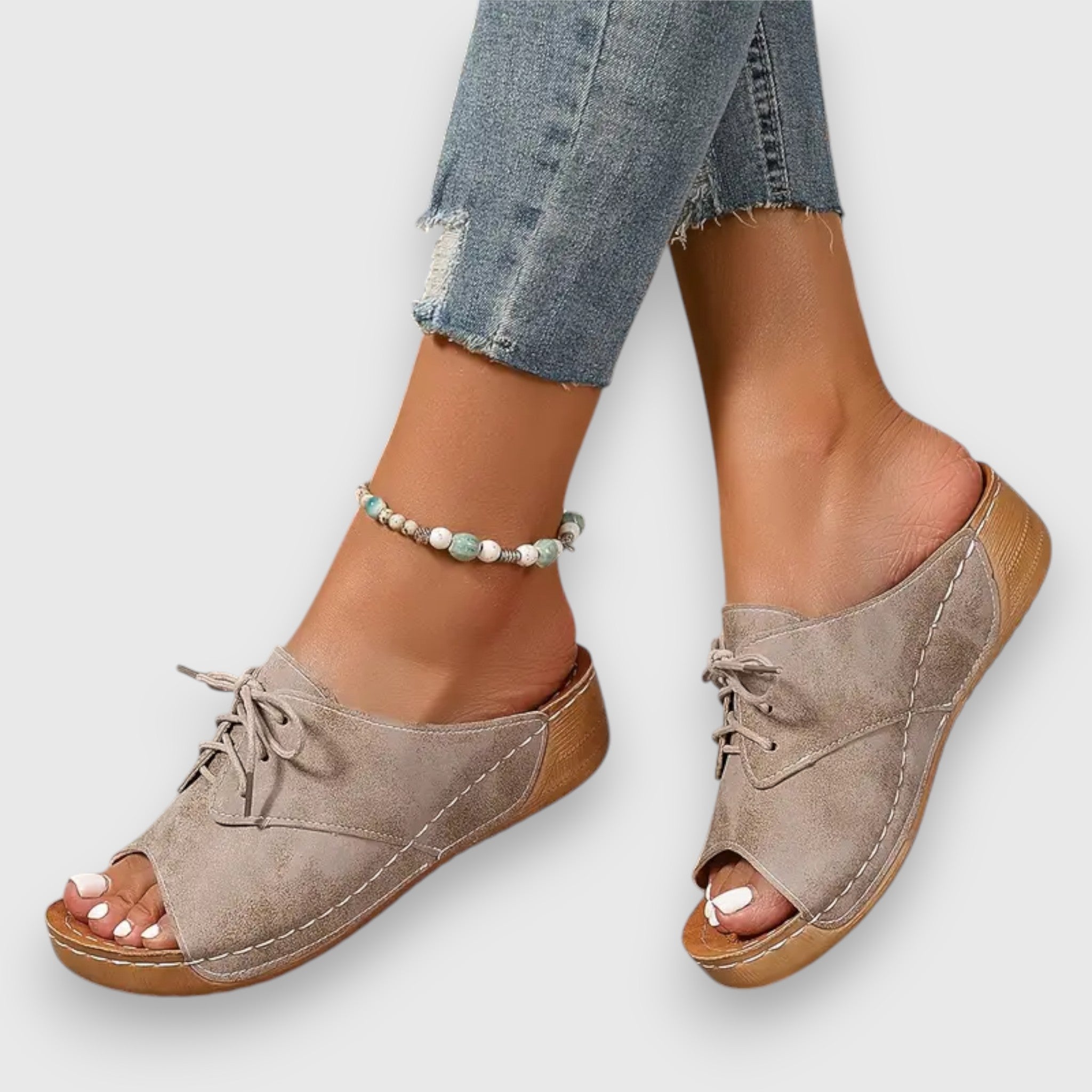 Marina - Elegante sandaler med peep-toe og snøring