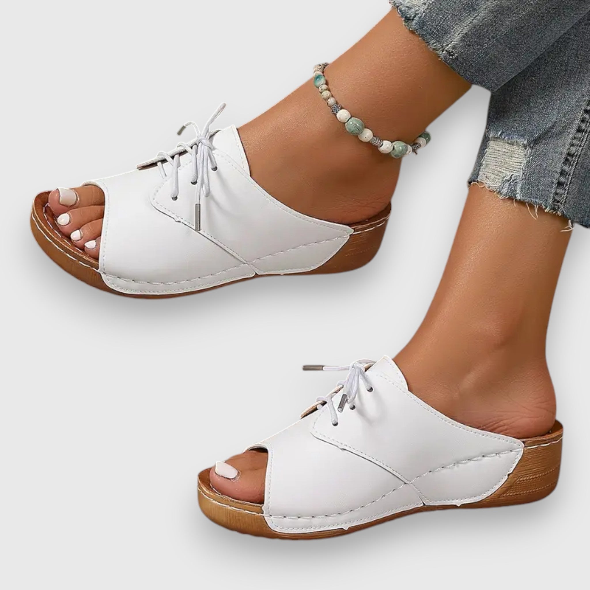 Marina - Elegante sandaler med peep-toe og snøring