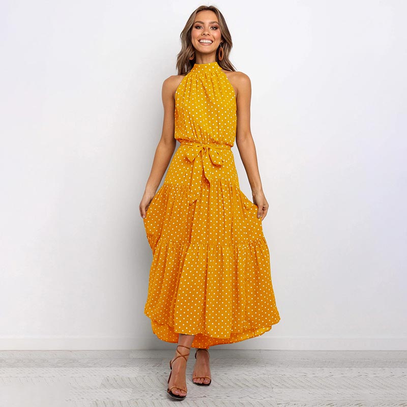 Vergie Boho Prikkete Kjole | Elegant Kvinners Festantrekk