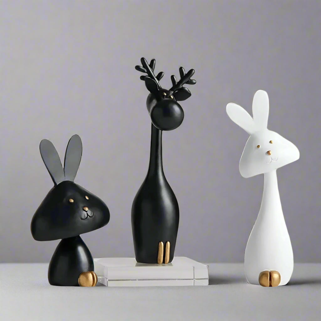 WhimsiPals - Minimalistiske svart-hvite dyrefigurer