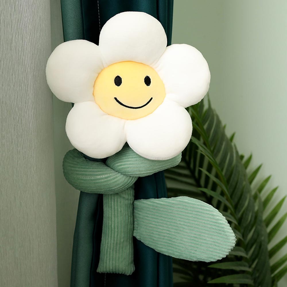 BlossomSmiles - Plysj blomstrete smilefjes som gardinbånd